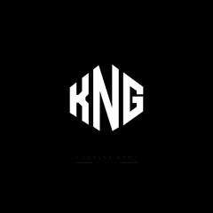 KNG letter logo design with polygon shape. KNG polygon logo monogram. KNG cube logo design. KNG hexagon vector logo template white and black colors. KNG monogram, KNG business and real estate logo. 
