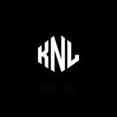KNL letter logo design with polygon shape. KNL polygon logo monogram. KNL cube logo design. KNL hexagon vector logo template white and black colors. KNL monogram, KNL business and real estate logo. 