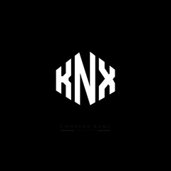 KNX letter logo design with polygon shape. KNX polygon logo monogram. KNX cube logo design. KNX hexagon vector logo template white and black colors. KNX monogram, KNX business and real estate logo. 