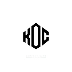 KOC letter logo design with polygon shape. KOC polygon logo monogram. KOC cube logo design. KOC hexagon vector logo template white and black colors. KOC monogram, KOC business and real estate logo. 