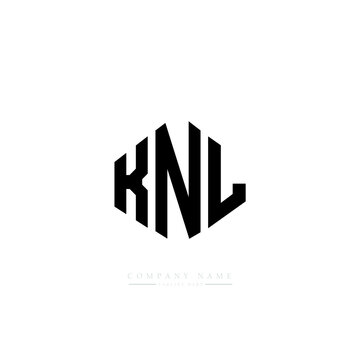 KNL letter logo design with polygon shape. KNL polygon logo monogram. KNL cube logo design. KNL hexagon vector logo template white and black colors. KNL monogram, KNL business and real estate logo. 