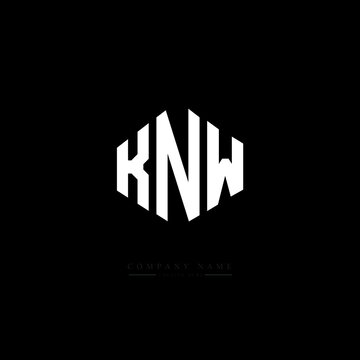 KNW letter logo design with polygon shape. KNW polygon logo monogram. KNW cube logo design. KNW hexagon vector logo template white and black colors. KNW monogram, KNW business and real estate logo. 