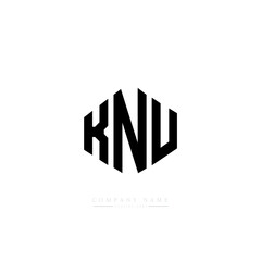 KNU letter logo design with polygon shape. KNU polygon logo monogram. KNU cube logo design. KNU hexagon vector logo template white and black colors. KNU monogram, KNU business and real estate logo. 