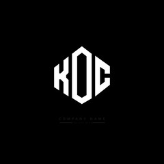 KOC letter logo design with polygon shape. KOC polygon logo monogram. KOC cube logo design. KOC hexagon vector logo template white and black colors. KOC monogram, KOC business and real estate logo. 