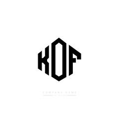 KOF letter logo design with polygon shape. KOF polygon logo monogram. KOF cube logo design. KOF hexagon vector logo template white and black colors. KOF monogram, KOF business and real estate logo. 