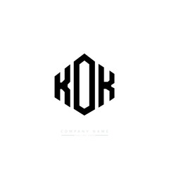 KOK letter logo design with polygon shape. KOK polygon logo monogram. KOK cube logo design. KOK hexagon vector logo template white and black colors. KOK monogram, KOK business and real estate logo. 
