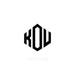KOU letter logo design with polygon shape. KOU polygon logo monogram. KOU cube logo design. KOU hexagon vector logo template white and black colors. KOU monogram, KOU business and real estate logo. 