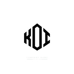 KOI letter logo design with polygon shape. KOI polygon logo monogram. KOI cube logo design. KOI hexagon vector logo template white and black colors. KOI monogram, KOI business and real estate logo. 