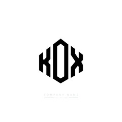 KOX letter logo design with polygon shape. KOX polygon logo monogram. KOX cube logo design. KOX hexagon vector logo template white and black colors. KOX monogram, KOX business and real estate logo. 