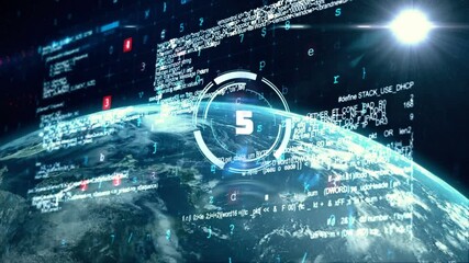 Animation of scope with countdown and data processing on screens - Powered by Adobe