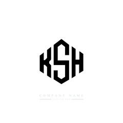 KSH letter logo design with polygon shape. KSH polygon logo monogram. KSH cube logo design. KSH hexagon vector logo template white and black colors. KSH monogram, KSH business and real estate logo. 
