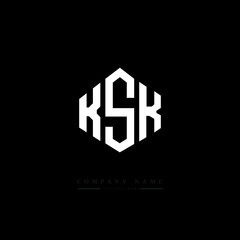 KSK letter logo design with polygon shape. KSK polygon logo monogram. KSK cube logo design. KSK hexagon vector logo template white and black colors. KSK monogram, KSK business and real estate logo. 