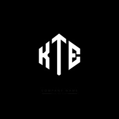KTE letter logo design with polygon shape. KTE polygon logo monogram. KTE cube logo design. KTE hexagon vector logo template white and black colors. KTE monogram, KTE business and real estate logo. 