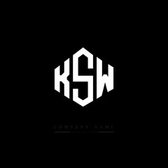KSW letter logo design with polygon shape. KSW polygon logo monogram. KSW cube logo design. KSW hexagon vector logo template white and black colors. KSW monogram, KSW business and real estate logo. 