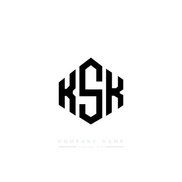 KSK letter logo design with polygon shape. KSK polygon logo monogram. KSK cube logo design. KSK hexagon vector logo template white and black colors. KSK monogram, KSK business and real estate logo. 