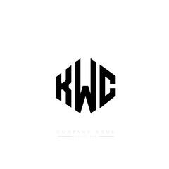 KWC letter logo design with polygon shape. KWC polygon logo monogram. KWC cube logo design. KWC hexagon vector logo template white and black colors. KWC monogram, KWC business and real estate logo. 