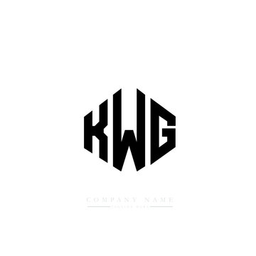 KWG letter logo design with polygon shape. KWG polygon logo monogram. KWG cube logo design. KWG hexagon vector logo template white and black colors. KWG monogram, KWG business and real estate logo.  