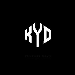 KYD letter logo design with polygon shape. KYD polygon logo monogram. KYD cube logo design. KYD hexagon vector logo template white and black colors. KYD monogram, KYD business and real estate logo. 