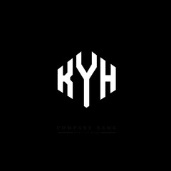 KYH letter logo design with polygon shape. KYH polygon logo monogram. KYH cube logo design. KYH hexagon vector logo template white and black colors. KYH monogram, KYH business and real estate logo. 