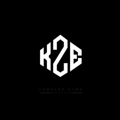 KZE letter logo design with polygon shape. KZE polygon logo monogram. KZE cube logo design. KZE hexagon vector logo template white and black colors. KZE monogram, KZE business and real estate logo. 
