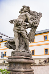 Fototapeta na wymiar Kuks, Czech republic - May 15, 2021. Statue of Angel of blissful death 