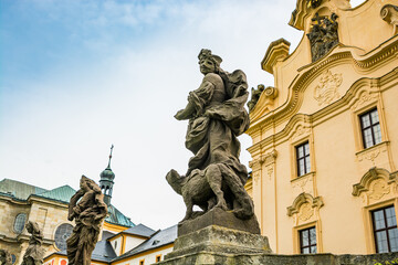 Fototapeta na wymiar Kuks, Czech republic - May 15, 2021. Statue of vice - symbol of Cunning