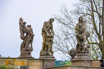 Fototapeta na wymiar Kuks, Czech republic - May 15, 2021. Area of botanical garden with statues