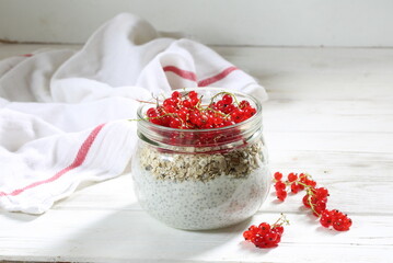 curd berry dessert in a transparent jar