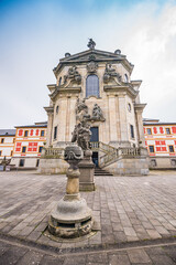 Fototapeta premium Kuks, Czech republic - May 15, 2021. Holy Trinity Church in Spring