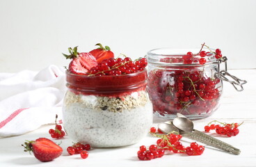 curd berry dessert in a transparent jar