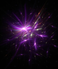 Obraz premium Abstract background, smooth multicolored lines on a black background.