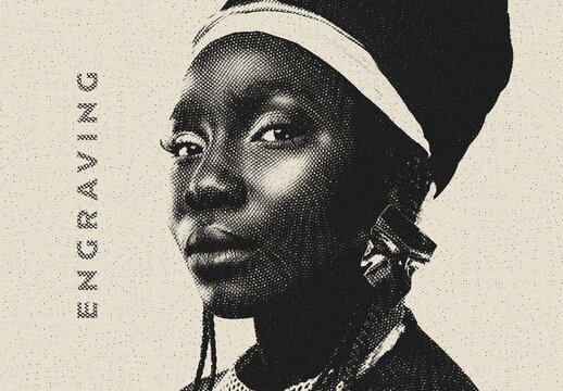Engraving Lines Photo Effect Mockup