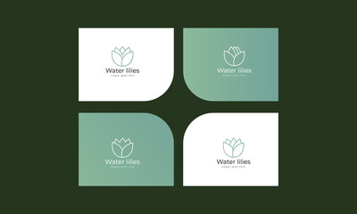 Abstract lilies flower logo design. Minimalist lily and lotus vector logo background template.