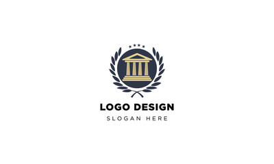 Vintage law Institute logo design and flower circle abstract vector logotype design template.