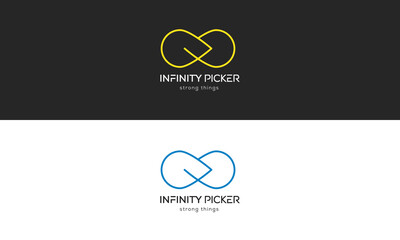 Minimalist picker logo for company design. creative infinity modern abstract music vector logo template.