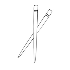Vector hand drawn doodle sketch sushi sticks isolated on white background