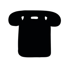 Vector hand drawn retro phone silhouette isolated on white background