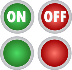 Icons buttons ON OFF green red  3D