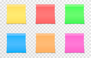 Vector set of papers for notes on an isolated transparent background. Realistic note. Paper, sheet, notes, png.