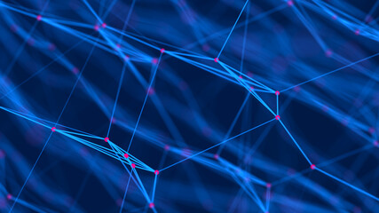 Polygonal background with dots and lines. Network connection structure. Science and technology. 3d