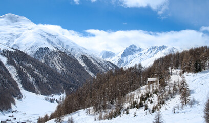 House on snowy mountain