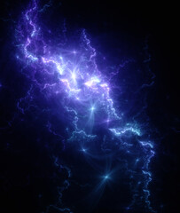 Abstract background, smooth multicolored lines on a black background.