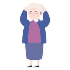 Grandmother with hands up
