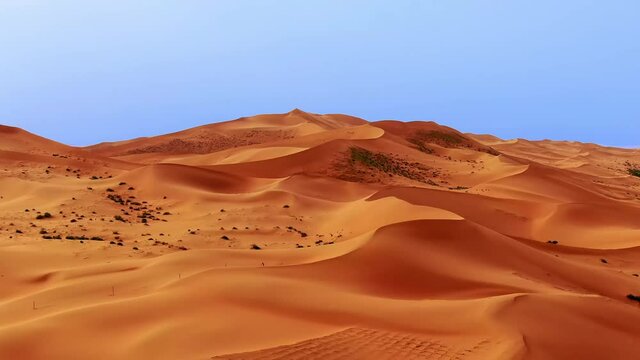 Aerial photography of sand dunes on the vast desert