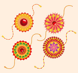 Raksha bandhan wristband icon set