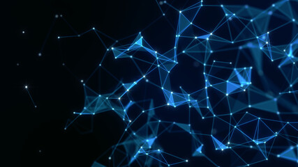 Abstract technology background from lines and dots. Plexus space geometrical backdrop