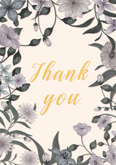 Botanical poster, "Thank You" card