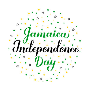Jamaica Independence Day calligraphy lettering. Jamaican holiday celebrated on August 6. Vector template for typography poster, greeting card, banner, flyer
