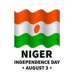 Niger Independence Day lettering with flag. National holiday celebrate on August 3. Easy to edit vector template for typography poster, greeting card, banner, flyer, sticker, postcard