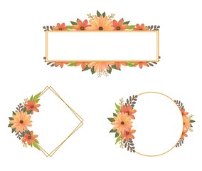 frame collection of orange flowers bouquet border